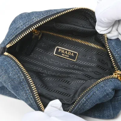 Shop Prada Saffiano Blue Denim - Jeans Clutch Bag ()