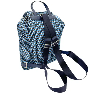 Shop Prada Tessuto Blue Synthetic Backpack Bag ()