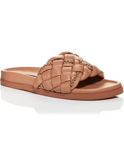 Shop Aqua Sofia Womens Slip On Chain Slide Sandals In Brown