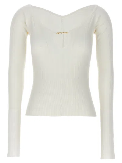Shop Jacquemus Le Haut Pralù Sweater, Cardigans In White