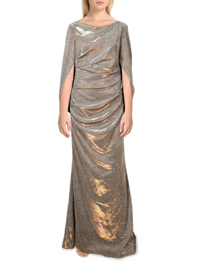 Shop Betsy & Adam Womens Metallic Maxi Evening Dress In Brown