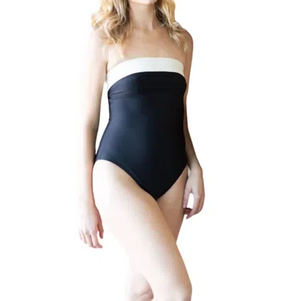 Olive Surf The Erin One Piece Swimsuit In Noir & Steamed Milk In Multi