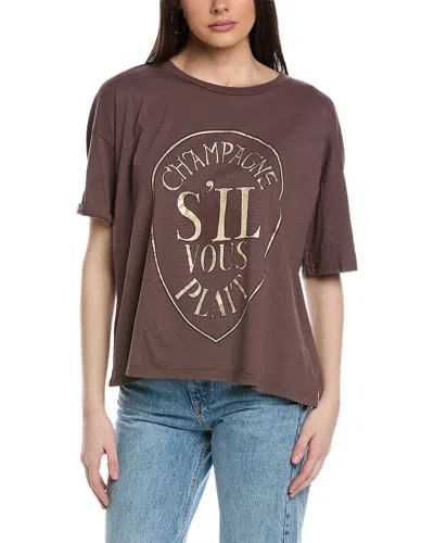 Shop Project Social T Champagne Distressed Foil Perfect T-shirt In Brown