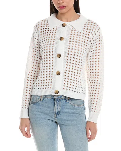 Shop Rain + Rose Button Front Cardigan In White