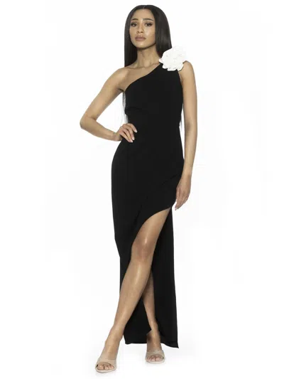 Alexia Admor Womens Gathered One Shoulder Evening Dress In Black