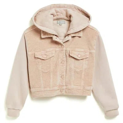 Shop Tractr Girl Corduroy Knit Crop Jacket In Beige