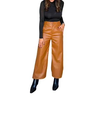 Shop Glam Cropped Faux Leather Pant In Camel In Brown