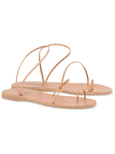 Shop Ancient Greek Sandals Apli Eleftheria Gold Shells Womens Leather Toe Loop Slide Sandals In Multi