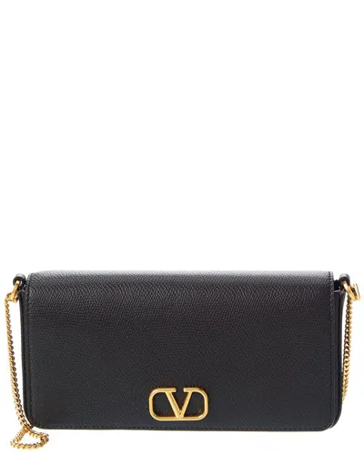 Shop Valentino Vlogo Leather Crossbody In Black