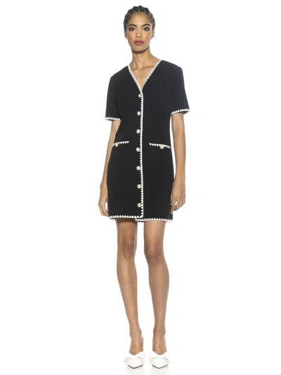 Alexia Admor Jaiya Short Sleeve Button Front Dress In Black
