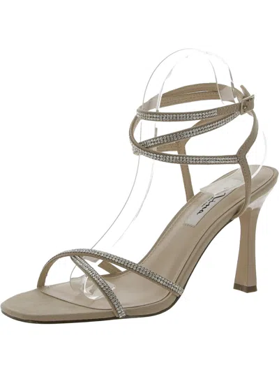 Shop Nina Denise Womens Ankle Strap Open Toe Pumps In Silver