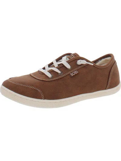 Shop Bobs From Skechers Cozy Kick Womens Faux Leather Crackle Lace Up Flats In Brown