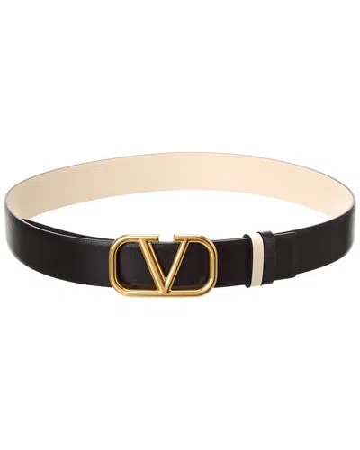 Shop Valentino Vlogo Signature Reversible Leather Belt In Black