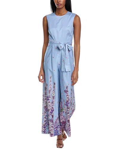 Shop Mikael Aghal Belted Jumpsuit In Blue