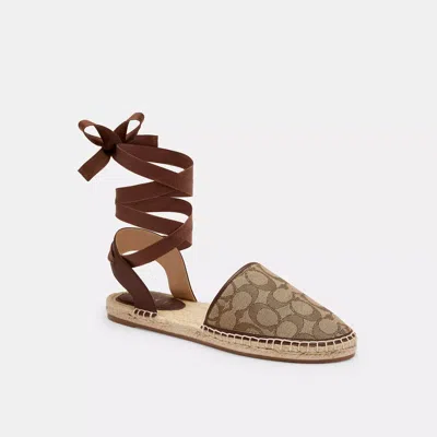 Shop Coach Outlet Connie Espadrille In Signature Jacquard In Brown