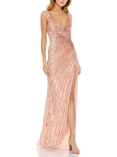 Shop Mac Duggal Womens Mesh Embellished Evening Dress In Multi