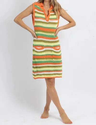 Shop Sundayup Daybreak Contrast Collar Crochet Dress In Multi