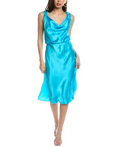 Shop Amanda Uprichard Ellison Silk Midi Dress In Blue