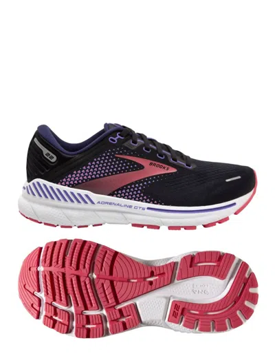 Shop Brooks Women's Adrenaline Gts 22 Running Shoes In Black/purple/coral In Multi