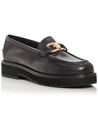 Shop Ferragamo Maryan Womens Leather Lugged Sole Loafers In Black