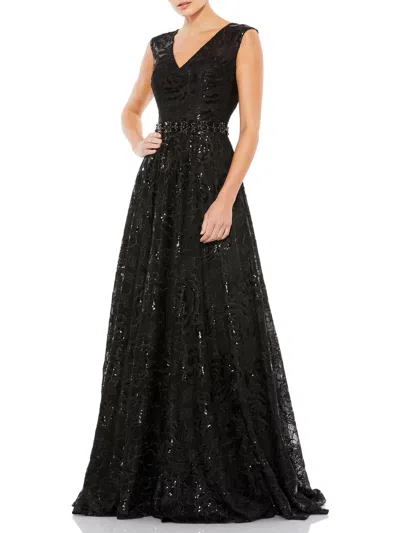 Mac Duggal Black Sequin Gown In Black