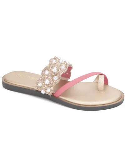 Kenneth Cole Reaction Spring X Band Scallop Jwl Womens Embellished Slip On Slide Sandals In Pink