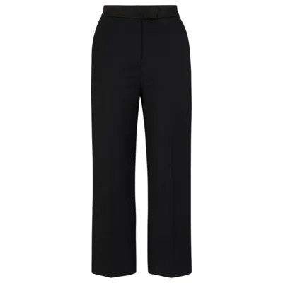 Shop Hugo Boss Regular-fit Tuxedo Pants In Wool-blend Twill In Black