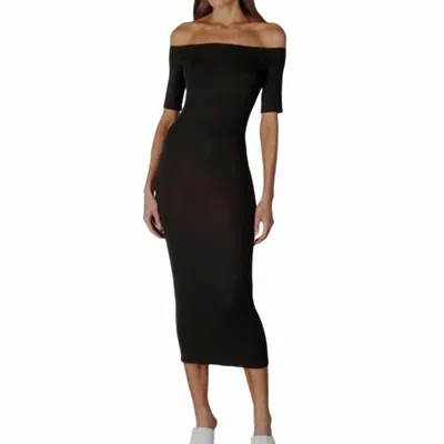 Shop Enza Costa Half Sleeve Off Shoulder Dress In Black