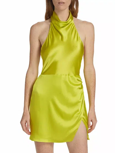 Shop Amanda Uprichard Joanne Silk Dress In Lime In Green
