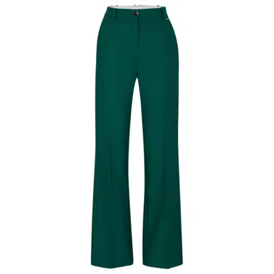 Shop Hugo Boss Regular-fit Trousers In Virgin-wool Twill In Green