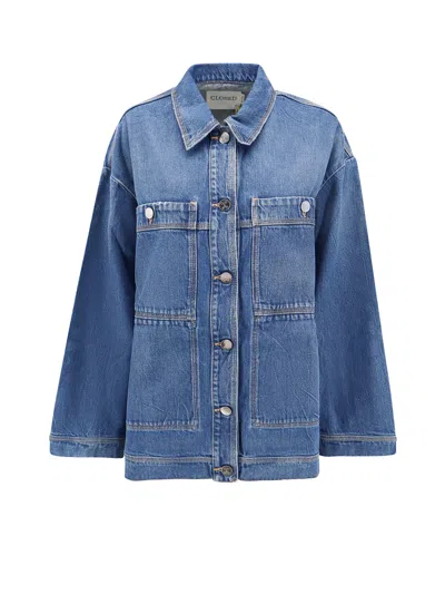 Shop Closed Denim Shirt With Lateral Bows