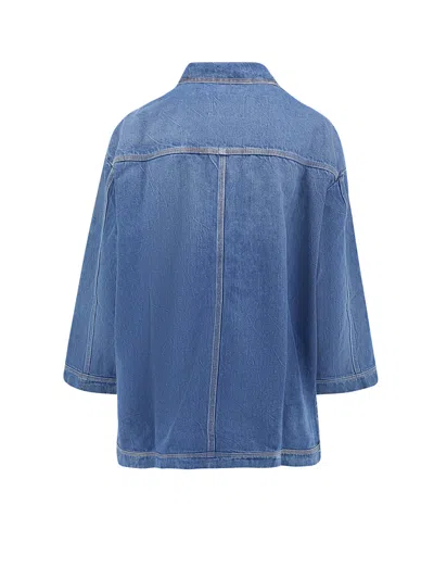 Shop Closed Denim Shirt With Lateral Bows