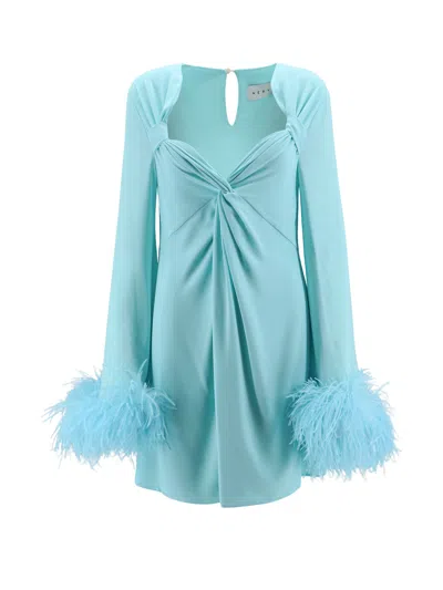 Shop Nervi Dress With Natural Feathers With Knot On The Front