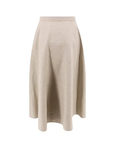 Shop Valentino Linen Skirt With Metal Vlogo Detail