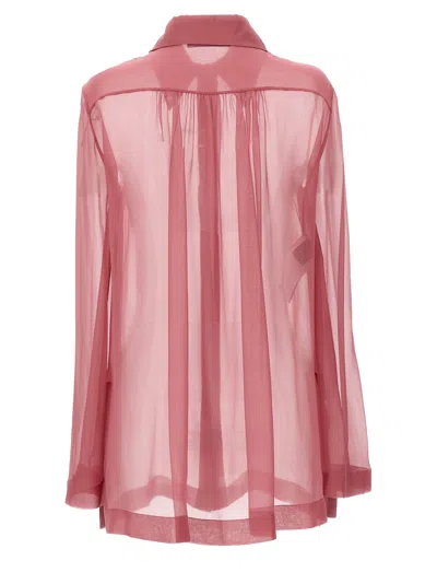 Shop Alberta Ferretti Transparent Silk Shirt Shirt, Blouse Pink