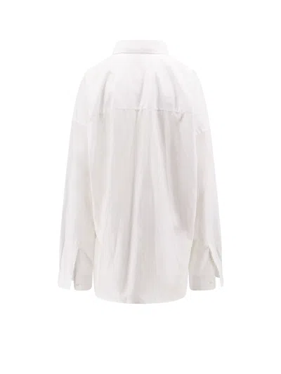 Shop Balenciaga Wrap Cotton Shirt With Embroidered Logo