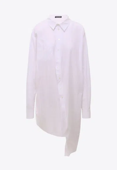 Shop Ann Demeulemeester Asymmetric Long-sleeved Shirt In White