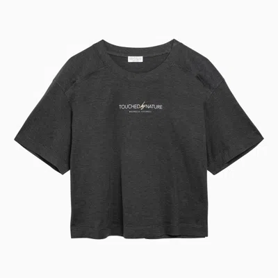 Shop Brunello Cucinelli Anthracite Grey Cotton Crew-neck T-shirt Women In Gray