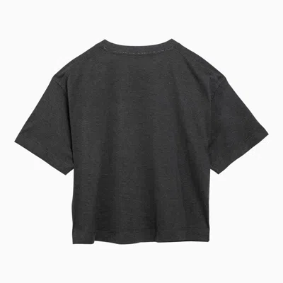 Shop Brunello Cucinelli Anthracite Grey Cotton Crew-neck T-shirt Women In Gray