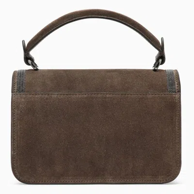 Shop Brunello Cucinelli Brown Suede Leather Small Handbag Women In Cream