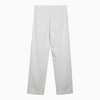 Shop Brunello Cucinelli Chalk-white Linen-blend Trousers Women