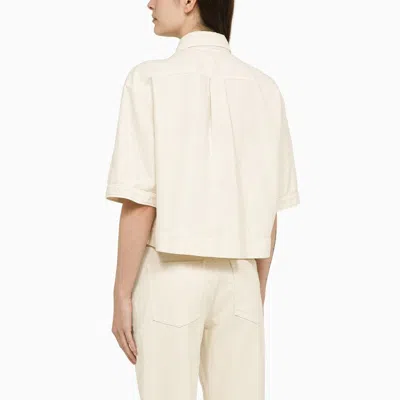Shop Brunello Cucinelli Linen Blend Chalk-coloured Shirt Women In White