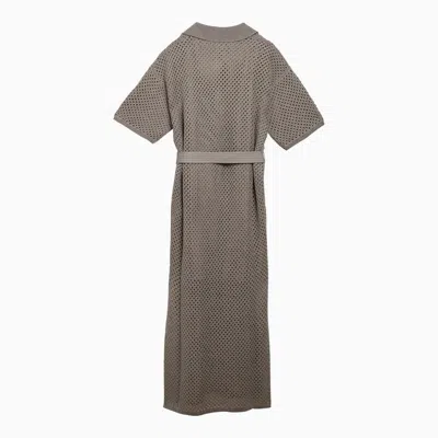 Shop Brunello Cucinelli Net Openwork Knit Dress In Linen Blend Women In Brown