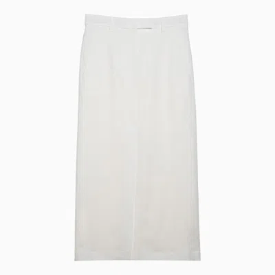Shop Brunello Cucinelli White Linen-blend Skirt Women In Cream