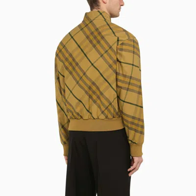 Shop Burberry Cedar Yellow Check Pattern Jacket In Cotton Men In Cream