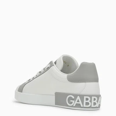 Shop Dolce & Gabbana Dolce&gabbana Portofino White/grey Leather Trainer Men