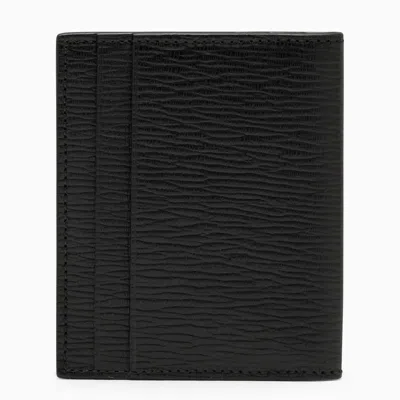 Shop Ferragamo Black Leather Card Holder With Gancini Logo Men In Multicolor