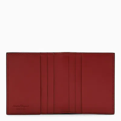 Shop Ferragamo Black/red Leather Card Holder With Gancini Logo Men
