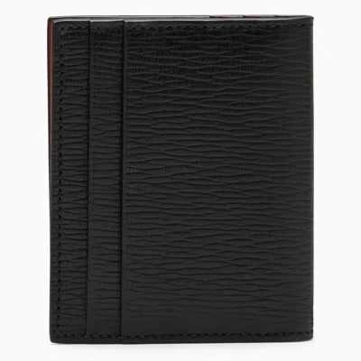 Shop Ferragamo Black/red Leather Card Holder With Gancini Logo Men