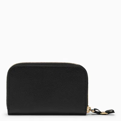 Shop Ferragamo Vara Black Leather Zip-around Wallet With Bow Women In Multicolor